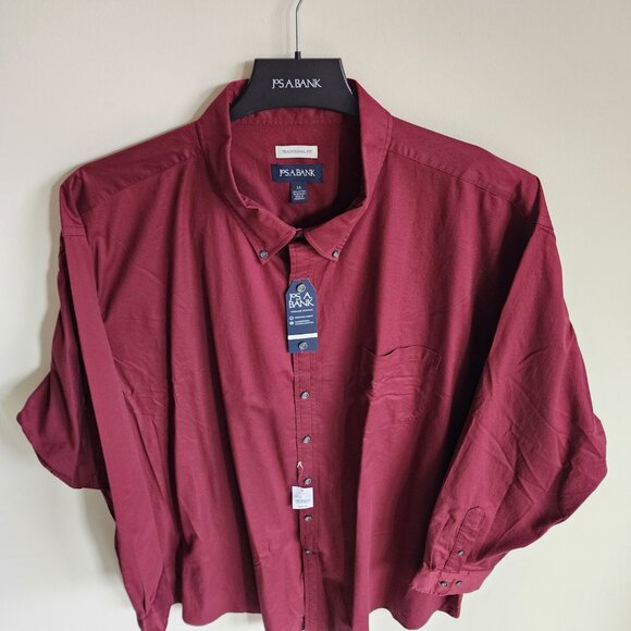 3XL Red Shirt Maroon Burgundy Jos A Bank New Oxford Button Down Traditional Fit - Picture 7 of 16